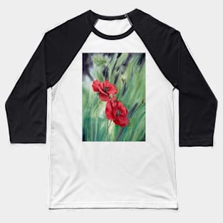 Watercolor summer poppies Baseball T-Shirt